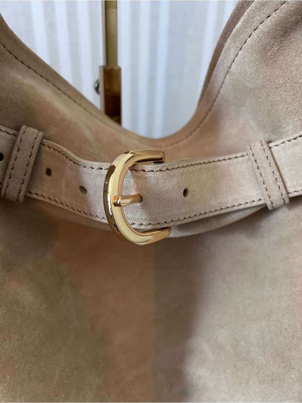 J.Crew Berkeley Leather Belted Bucket Bag Tote in Buttery Neutral Tan Suede - Picture 5 of 15